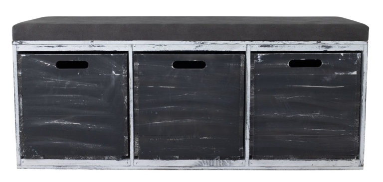 Tolle Sitzbank Shabby Schwarz Gepolstert, Mit Drei Geräumigen Kallax