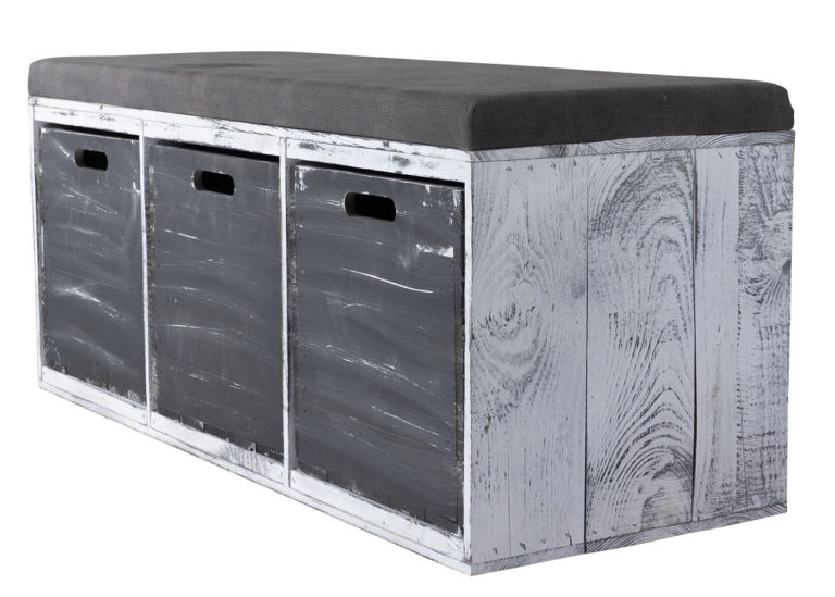 Tolle Sitzbank Shabby Schwarz Gepolstert, Mit Drei Geräumigen Kallax