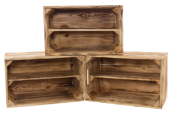 Neue Birnenkiste In Geflammter Optik Mit Mittelbrett 49x28x30cm