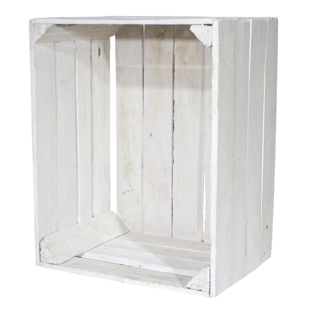 B-Ware - Alte Weiße Holzkiste 50x40x30cm - Apfelkistendirekt.de