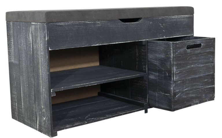 Neues Sitzregal In Shabby Schwarz Mit Kallax Einschub Und Fächern