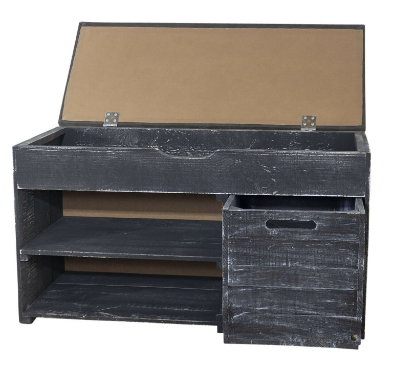 Neues Sitzregal In Shabby Schwarz Mit Kallax Einschub Und Fächern